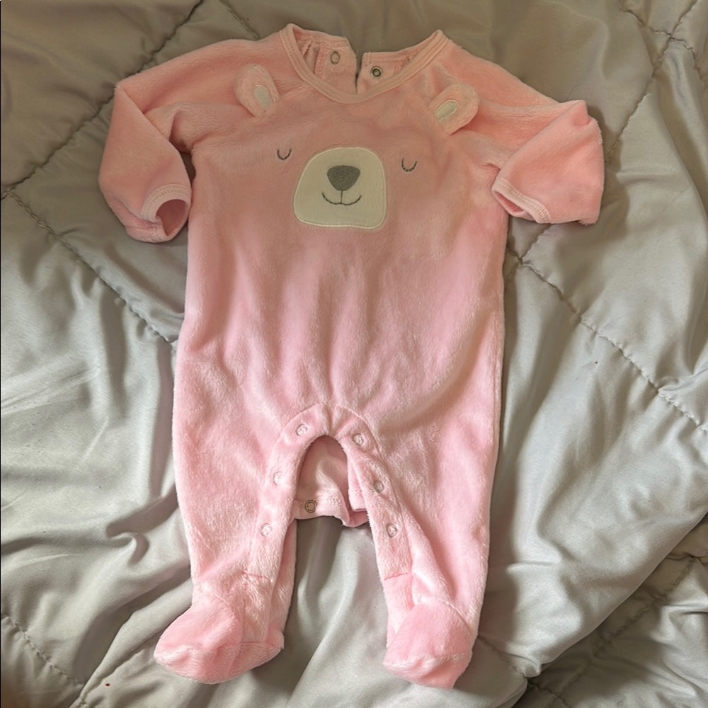 Starting Out Pink Footies One Piece with Bear Design